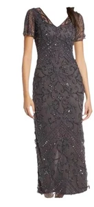 Pisarro Nights Beaded Midi  Gown Dress Navy Sz 8 Mother of Bride/Groom - Picture 1 of 12