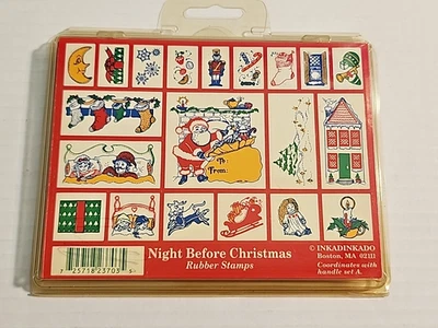 ВИНТАЖНЫЙ набор резиновых штампов Inkadinkado Night Before Christmas из 20 НОВЫХ из старых запасов  - Изображение 1 из 4