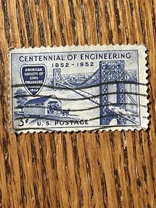3-cent Centennial Of Engineering 1852-1952 United States Stamp used - Picture 1 of 4
