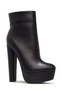 Fifi by SHOEDAZZLE, Black smooth faux leather 6" heel platform ankle boots SZ 10 - Picture 1 of 5