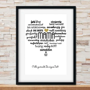 ✿Impresión artística imagen refrán LA MEJOR MAMÁ DÍA DE LA MADRE CORAZÓN regalo personalizado A4 - Imagen 1 de 4