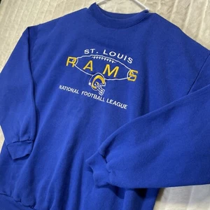 Vtg St. Louis Rams NFL Logo Athletic Crewneck Blue Sweater Men’s XL Flawless - Picture 1 of 5