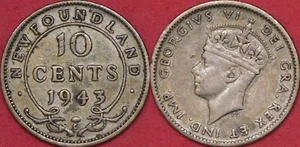 Fine 1943C Canada Newfoundland Silver 10 Cents - Picture 1 of 1