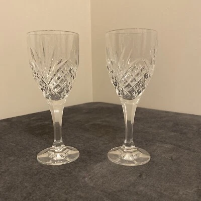 Set of 2 Godinger Dublin Shannon Collection Crystal Water Goblet Wine Glasses 8" - Image 1 of 4