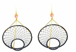 2 Pack of KUFA Rubber Wrapped Steel Ring Crab Trap with 50' Rope CT88x2