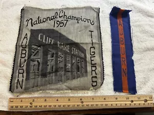 Seltenes 1957 Auburn Tigers National Football Champions Stoff Taschentuch und Lesezeichen - Bild 1 von 4