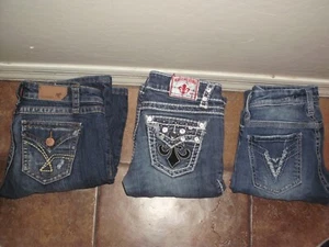 WOMEN'S JUNIORS JEANS SZ. 1 MISS CHIC 2 PAIR VIGOSS SZ. 1 SKINNY GENTLY USED - Picture 1 of 24