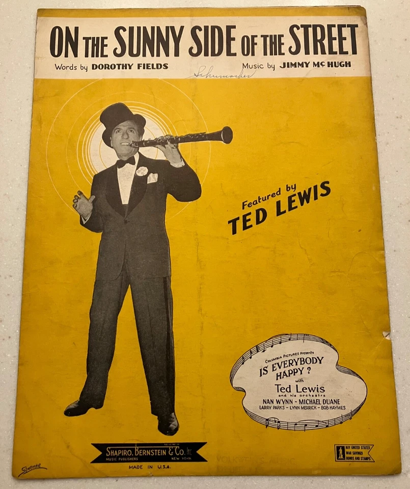 On the Sunny Side of Street Partituras Jazz Pop Ted Lewis De Colección Años 30  Foto 1 de 4