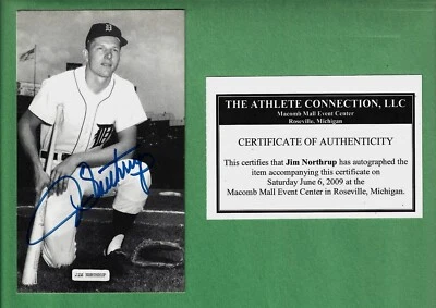 JD MCCARTHY POSTCARD JIM NORTHRUP SIGNED DETROIT TIGERS - Image 1 of 2