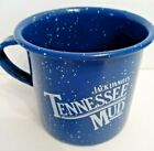 Jack Daniels Tennessee Mud Enamelware Metal Tin Camping Cup Mug Blue Speckled
