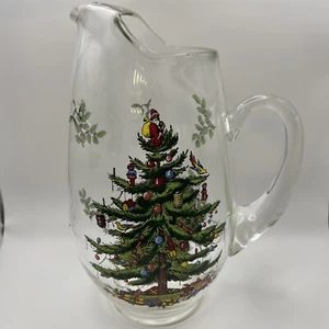 Vintage Spode Christmas Tree Klarglas Krug mit Eislippe 2,5 Quart Urlaub Party - Bild 1 von 2