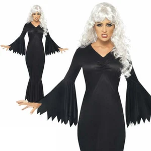 Immortal Soul Femme Halloween Déguisement Costume Vampire Robe Morticia - Foto 1 di 8