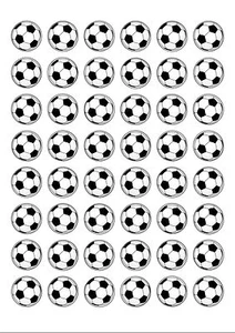 48 adornos para pasteles de papel comestibles redondos de fútbol americano blanco y negro de 25 mm - Imagen 1 de 1