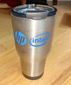 Vintage HP (Hewlett Packard) / INTEL Stainless Steel Travel Mug - Picture 1 of 5