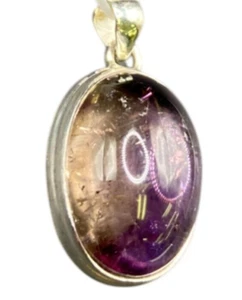 Colgante de piedras preciosas de ametrino pulido púrpura ovalado cabujón tono plata metal - Imagen 1 de 9