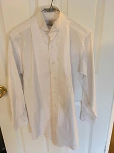 MENS NEIL ALLYN SIZE XS 30/31 LONG SLEEVE BUTTON DOWN WHITE TUXEDO PLEAT SHIRT - Picture 1 of 3