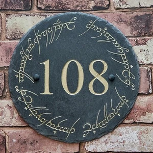 Slate House Sign 30cm Diameter Circle Deep Engraved Painted Personalised fixings - Picture 1 of 12