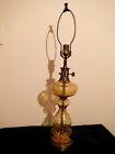 Antique lamp Amber color glass w/star decor and brass fittings 30" tall 22" base