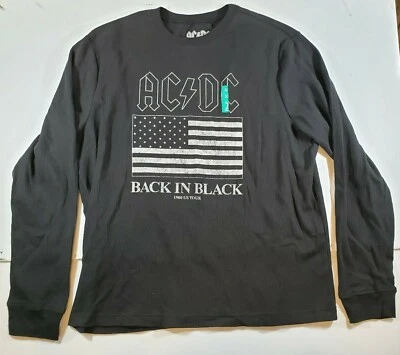 NEW 2017 Retro AC DC 1980 Back in BLACK (XL) Thermos Long Sleeve Shirt - Image 1 of 4