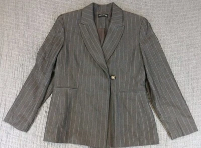 Valerie Stevens Women's Blazer Suit Jacket Size 8P Gray Pinstripe Rayon/Wool - Image 1 of 4