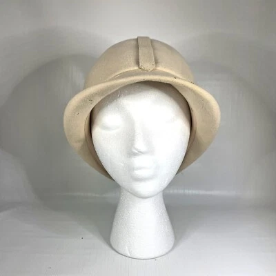 Ivory Wool Doeskin Jockey Hat Vintage 70s ADOLFO Union Made USA Equestrian READ - Image 1 of 4