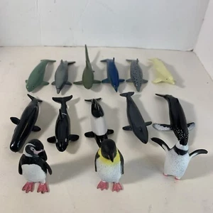 SeaWorld Theme Park Marine Ocean Life Toy Lot of 14 Whales Dolphins & Penguins - Picture 1 of 7