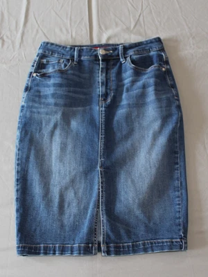 Falda lápiz vaquera vintage Guess abertura frontal 29 lavado medio suave recta Y2K Foto 1 de 4