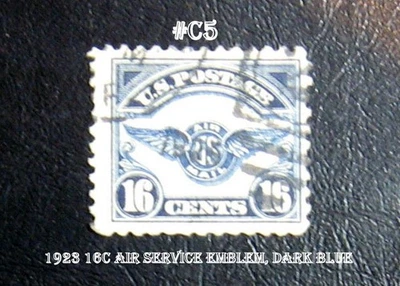 Fine United States Stamp The  #C5 – 1923 16c Air Service Emblem, dark blue - Image 1 of 2
