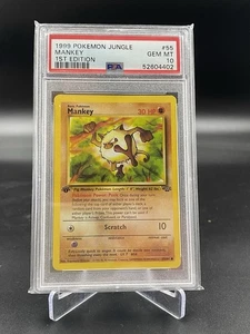 1999 Pokemon Mankey Jungle 1st Edition 55/64 PSA 10 GEM MINT - Picture 1 of 1