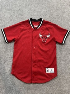 Chicago Bulls Youth Small Red Button Jersey Shirt Mitchell & Ness NBA - Bild 1 von 7
