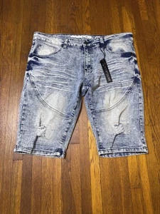 Mecca Jeansshorts Herren Größe 34 Blau Denim Stretch Fit Bermuda Moto Distressed - Bild 1 von 10
