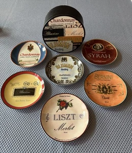Set of 6 BIA Cordon Blue Cheese/Dessert Plates-World Wine Labels - 2004 - NEW - Picture 1 of 12