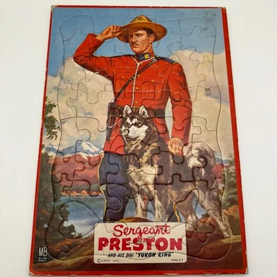 Vtg 1950s Milton Bradley Sergeant Preston Dog Yukon Frame Tray Puzzle #4308x2 - Image 1 of 4