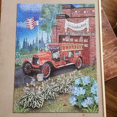 1000 件拼图消防车站和达尔马提亚 20 英寸 × 27 — 第 1/4 张图片