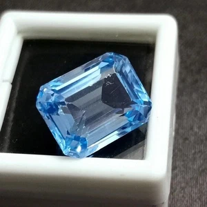 Blue Aquamarine Radiant Cut 13+Ct Natural Certified Loose Gemstone For Pendant - Picture 1 of 8