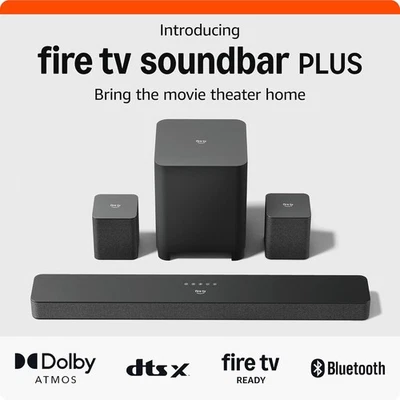 Amazon Fire TV 5.1 Channel Soundbar Plus с сабвуфером и динамиками объемного звучания™ - Изображение 1 из 4