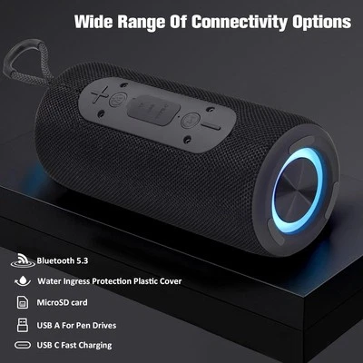 Wireless Bluetooth Stereo Speakers Portable True 3D Sound Double Bass RGB 24Hr - Image 1 of 4