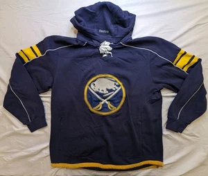 Reebok Buffalo Sabres NHL Navy Hockey Hoodie Fleece Sweatshirt Large - Retro - Picture 1 of 12