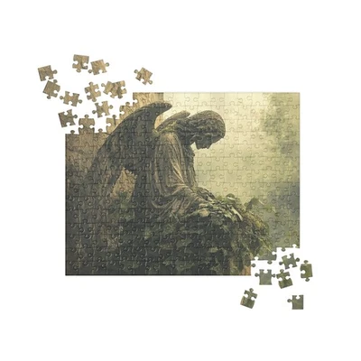 Gothic Angel Puzzle Cemetery Statue Dark Academia Victorian Mourning Jigsaw Art - Image 1 of 4