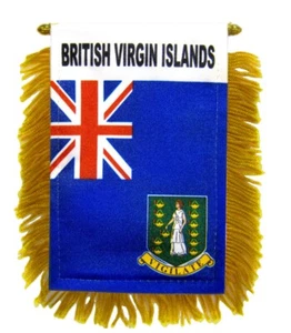 1 Dozen British Virgin Islands Mini Banners 4x6in British VI Mirror Hanging Flag - Picture 1 of 2