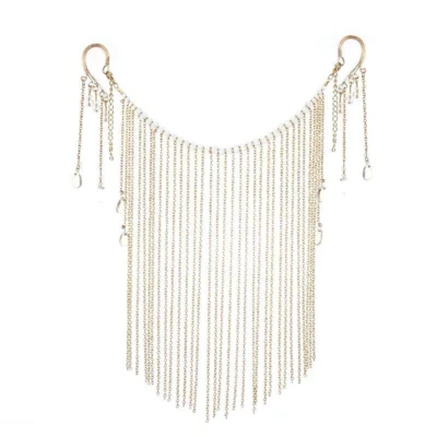 Rétro Sposa Hanfu Viso Tenda Nappa Metallo Catena Velo Orecchio Gancio Accessori - Immagine 1 di 4