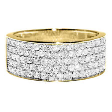14k Yellow Gold Plated Ladies Mens Pave Diamond Wedding Engagement Band Ring 1ct
