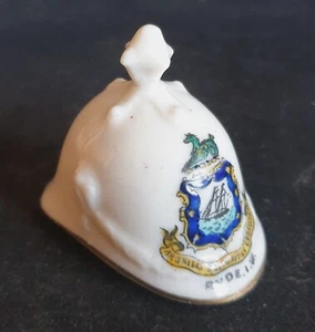 WW1 British Crested China Officer's Blue Cloth Helmet w/Ryde, Isle of Wight Arms - Picture 1 of 13