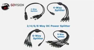 CCTV DC Power Splitter Cable For Camera 12V 2.1mm Female to 2/3/4/5/6/8 Way Male - Picture 1 of 13