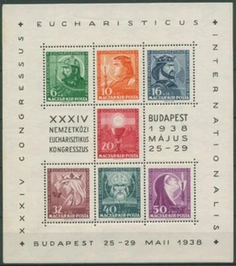 Hungría 1938 Int. Congreso Eucarístico Bloque 3 MNH (C63360), Planchado - Imagen 1 de 1