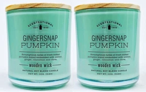 2 Scentsational GINGERSNAP PUMPKIN Soy Blend WOODEN WICK Candle 11 oz - Picture 1 of 3