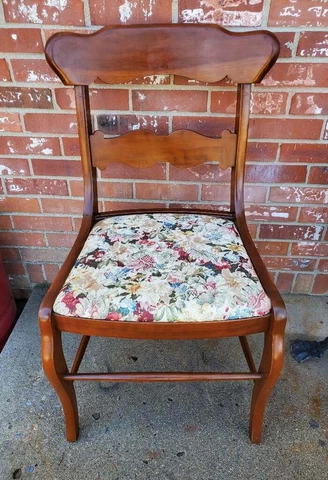 Vintage Ethan Allen Baumritter Cherry Dining Chair Silk Floral Upholstery #4 Cover