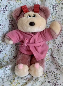 Vtg  Giftco Bear Plush Teddy Bear Stuffed Animal 90s Pink Bathrobe Slippers 10” - Picture 1 of 9
