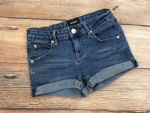 Hudson Girls Denim Jean Roll Up Hem Shorts Size 10 Adjustable Waist Blue - Picture 1 of 9