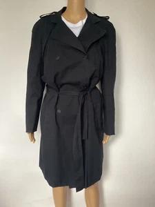 Helmut Lang Women's Crunchy Poplin Cotton Blend Belted Trench Coat Black M - Picture 1 of 11